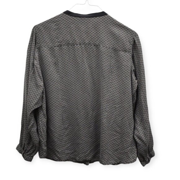 Soft Surroundings Blouse L Womens Printed Button Down V Neck Rayon Long Sleeve - Picture 7 of 12